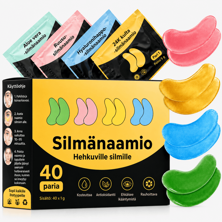 Silmänalusmaskit säihkyville silmille – 40 paria | Aloe veraa, ruusua, hyaluronihappoa ja 24K kultaa | Kosteutta ja ikääntymistä ehkäisevää hoitoa