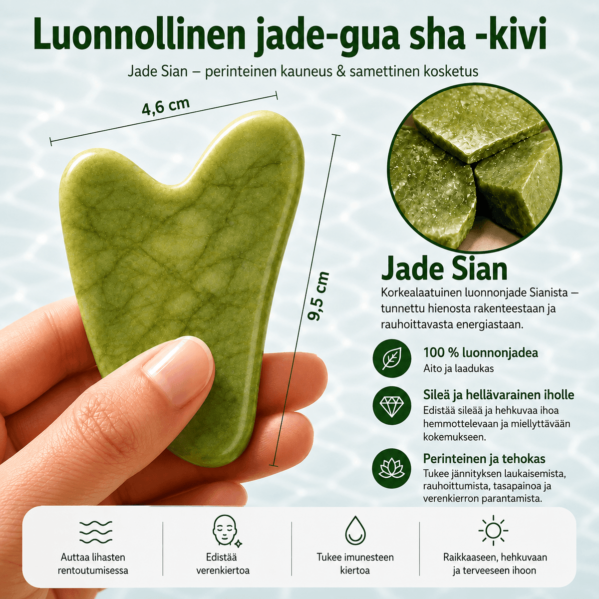 Gua Sha -jadekivi – Xiuyan-jade | Kasvohieronta