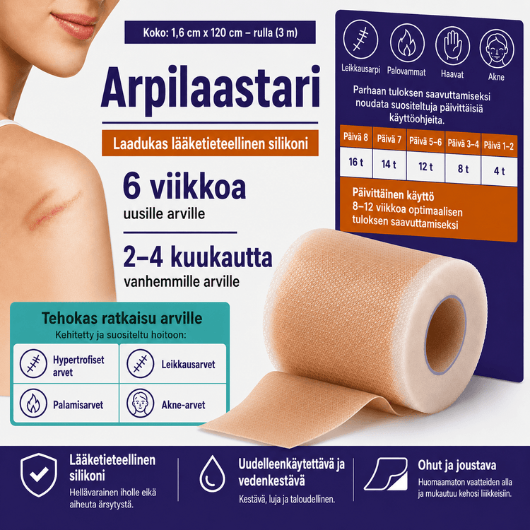 Arpilaastari – Premium-lääkinnällinen silikoni | 3 metrin rulla