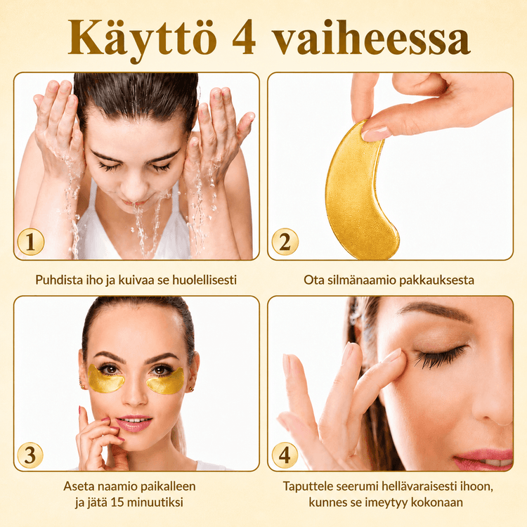 Silmänalusmaskit säihkyville silmille – 40 paria | Aloe veraa, ruusua, hyaluronihappoa ja 24K kultaa | Kosteutta ja ikääntymistä ehkäisevää hoitoa